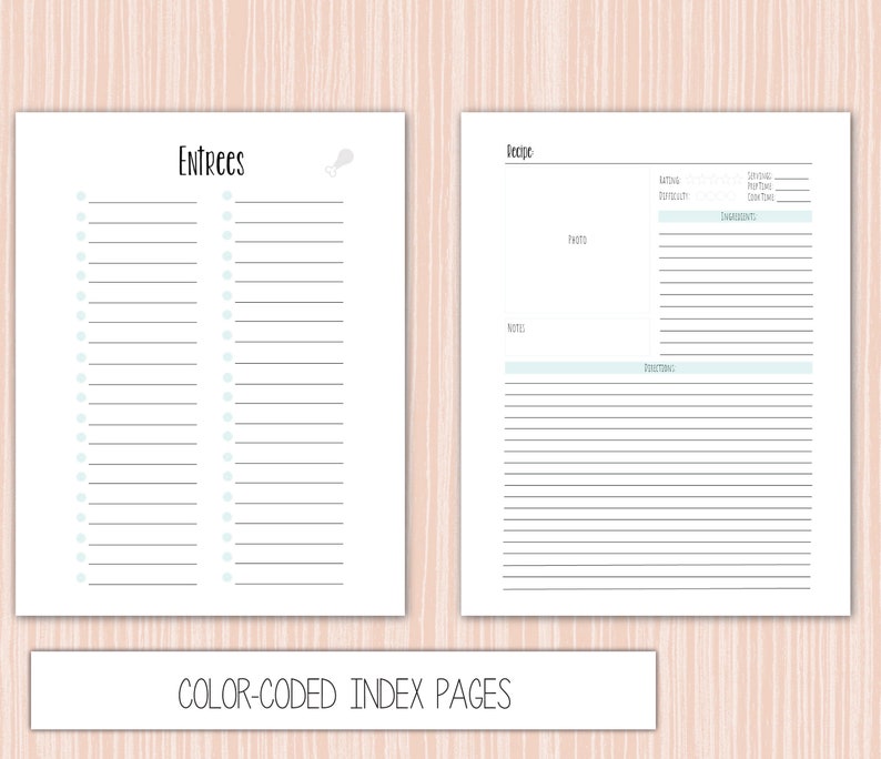 Printable Recipe Book 20 Sheets Letter A4 A5 Half Letter - Etsy