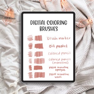 Procreate Brush Set -- 6 Brushes for Digital Coloring -- Colored Pencil, Paint, Pastel -- Textured and Smooth -- Monoline and Brush