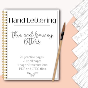 Thin and Bouncy Hand Schriftzug Arbeitsblätter - pdf jpeg - druckbar und digital - moderne Kalligraphie Praxis - procreate ipad goodnotes