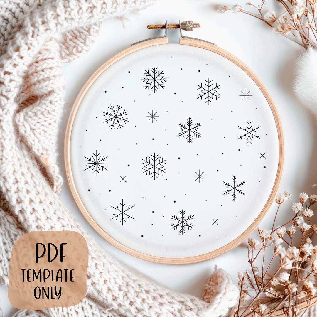 Snowflakes Hand Embroidery Template - Winter Embroidery - DIY Hoop Art ...
