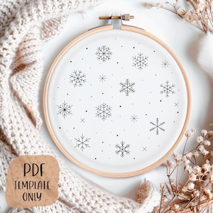 Snowflakes Hand Embroidery Template - Winter Embroidery - DIY Hoop Art - Embroidery Pattern - Holiday Embroidery