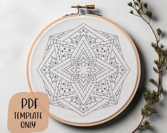 Mandala 3 Hand Embroidery Template - Doodle Embroidery - PDF Template - DIY Hoop Art - Embroidery Pattern