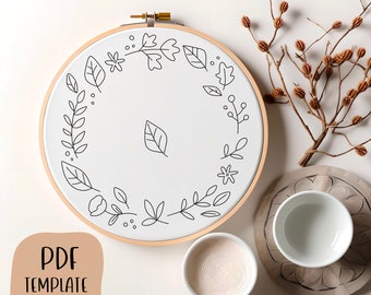 Hello Autumn Hand Embroidery Template - Broderie d'automne - DIY Hoop Art - Motif de broderie - Broderie de citrouille