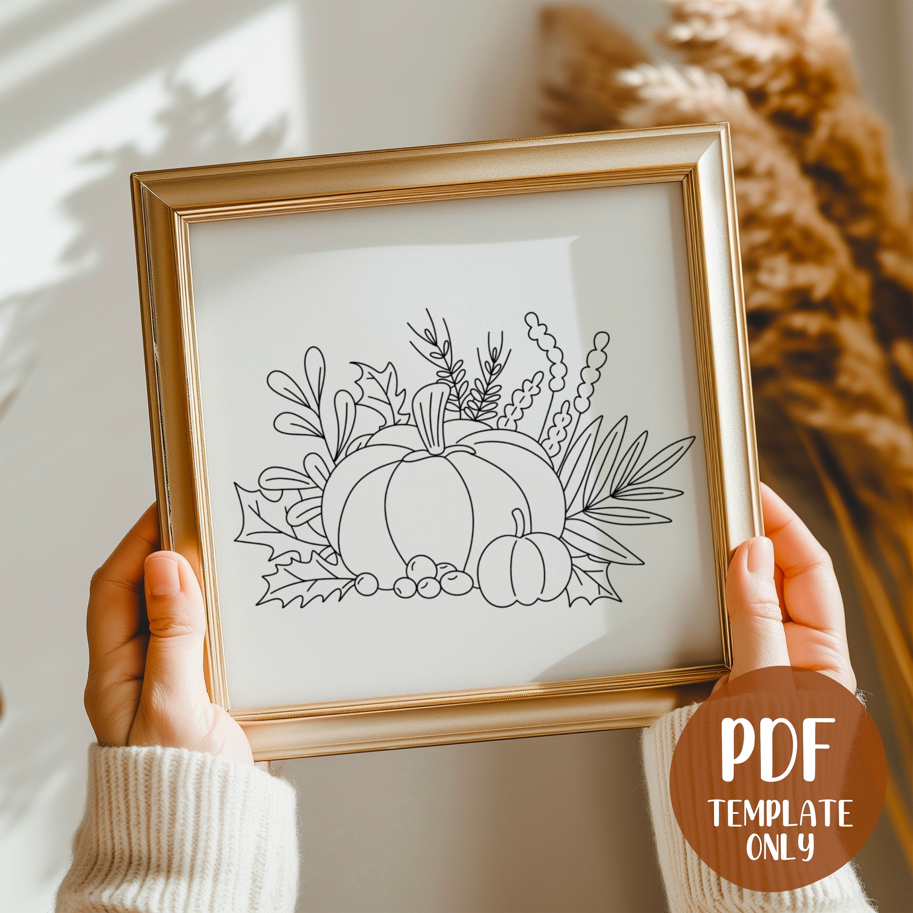 Autumn Pumpkins Hand Embroidery Template - Autumn Embroidery - DIY Hoop ...