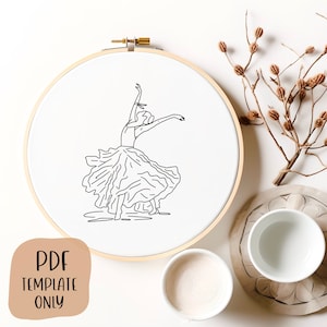 Dancer Hand Embroidery Template - PDF Template - DIY Hoop Art - Embroidery Pattern - Line Art Abstract - Hand drawn Embroidery
