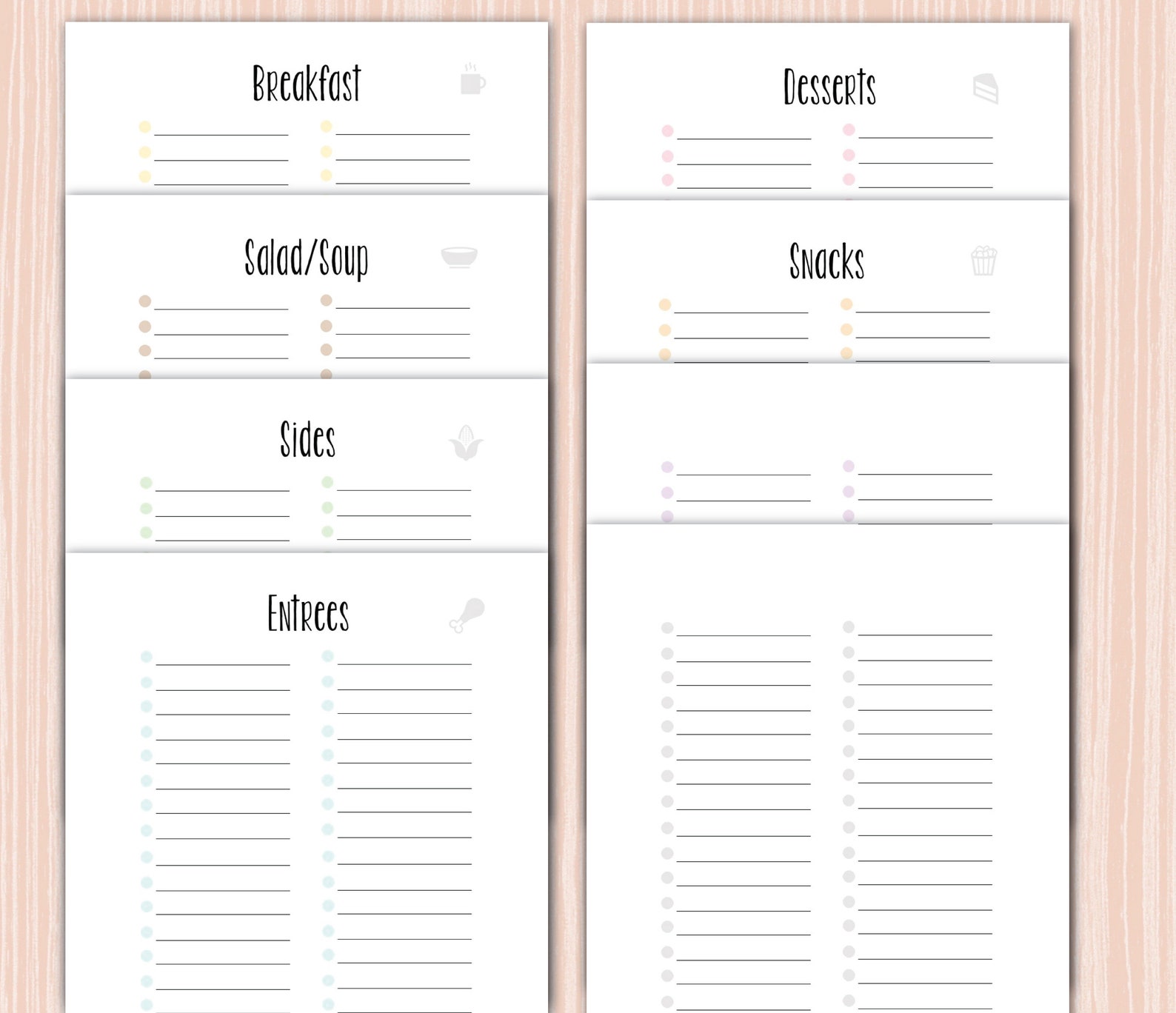 Printable Recipe Book 20 Sheets Letter A4 A5 Half Letter - Etsy