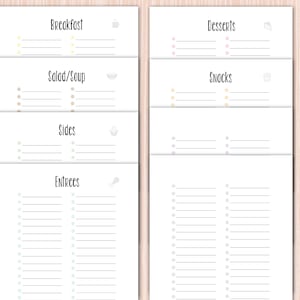 Printable Recipe Book, 20 Sheets, Letter A4 A5 Half Letter, Index Pages ...