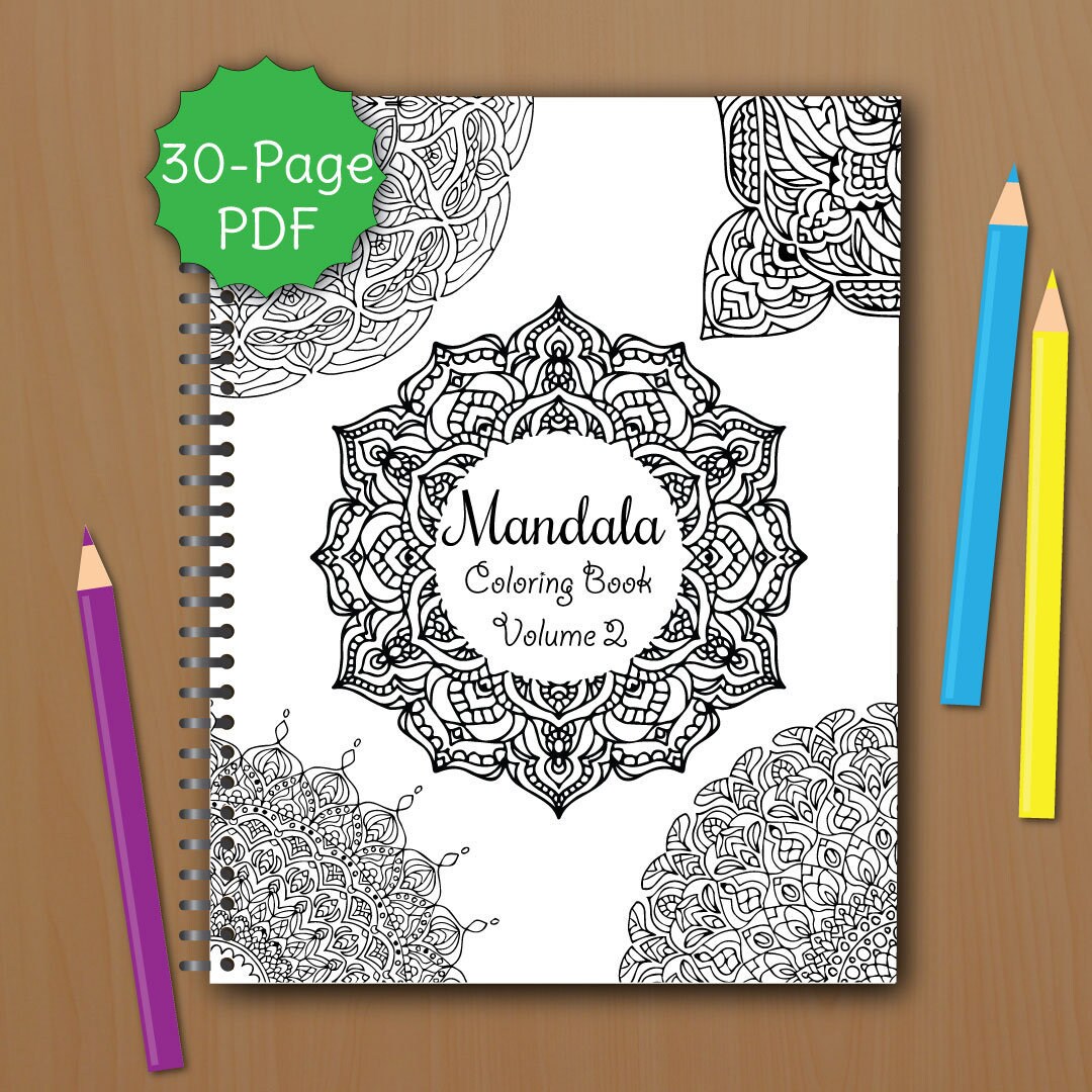 Download Volume 2 Mandala Coloring Book For Adults Pdf 30 Printable Etsy
