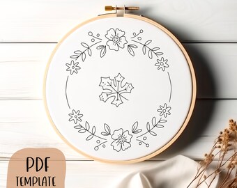 Modèle de broderie à la main de couronne d’automne - Broderie d’automne - DIY Hoop Art - Motif de broderie - Broderie de citrouille