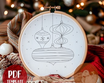 クリスマスオーナメント - 手刺繍テンプレート - クリスマス刺繍 - DIY フープアート - 刺繍パターン - ホリデー刺繍
