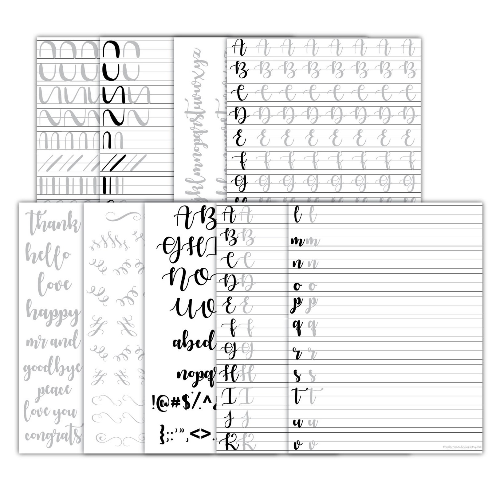 Brush Lettering Worksheets.pdf Beginner Brush Lettering Worksheets - Pdf Jpeg - Printable Digital ...