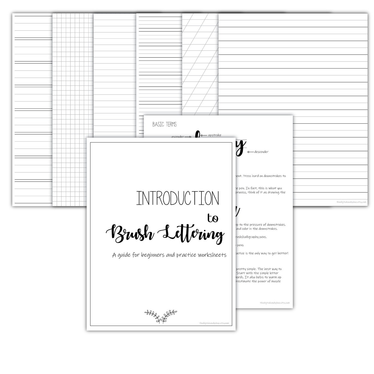 Brush Lettering Worksheets.pdf Beginner Brush Lettering Worksheets - Pdf Jpeg - Printable Digital ...