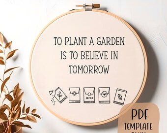 Plant a Garden Hand Embroidery Template - PDF Template - DIY Hoop Art - Embroidery Pattern - Flowers, Herbs, Seeds