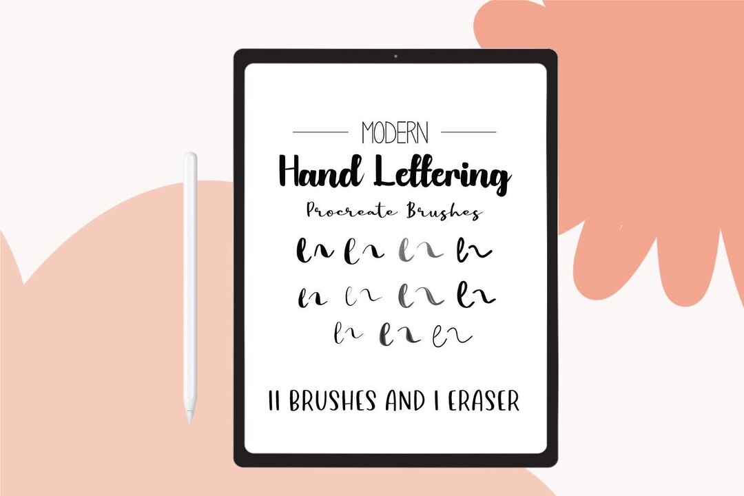 Procreate Brush Set 11 Brushes, 1 Eraser Modern Calligraphy Hand