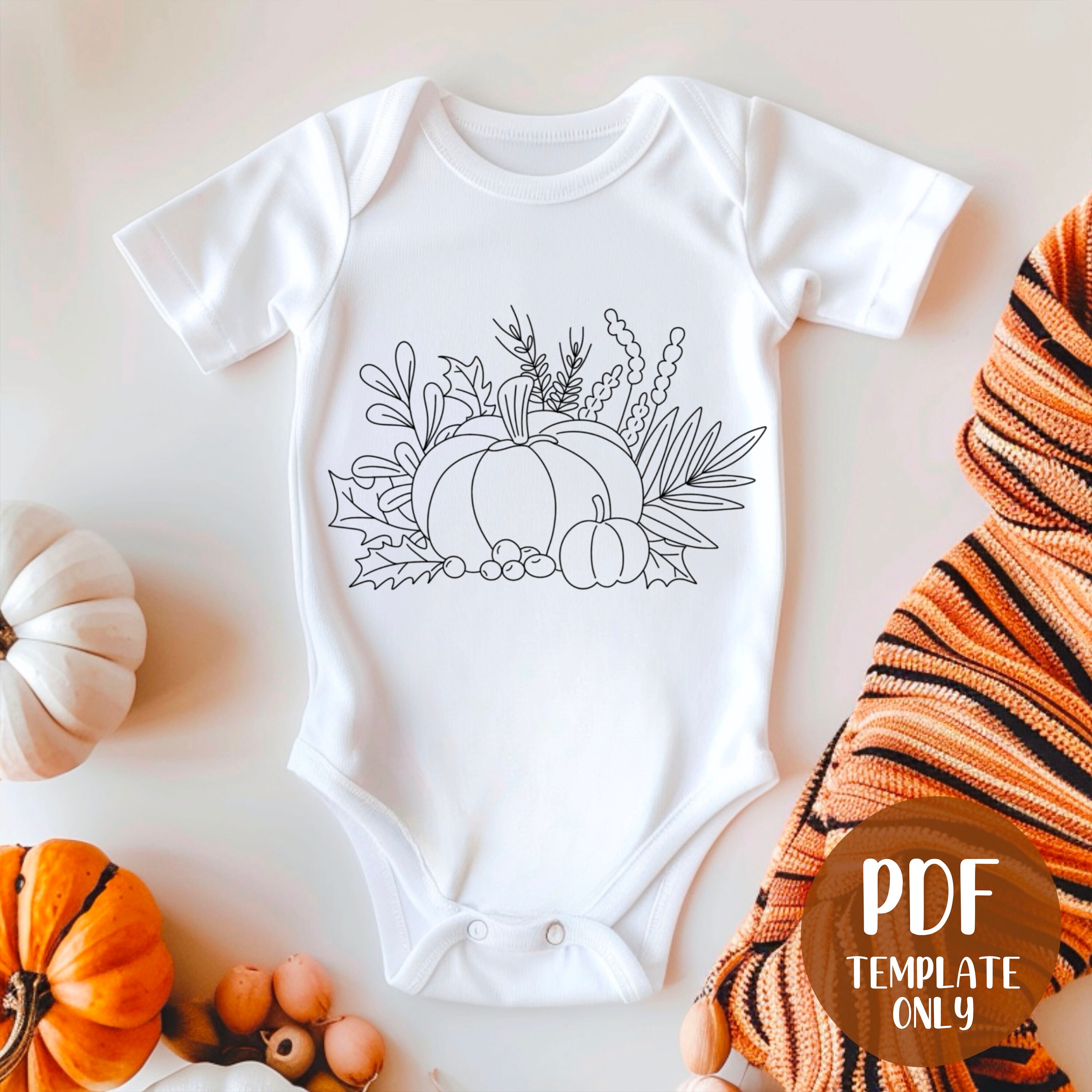 Autumn Pumpkins Hand Embroidery Template - Autumn Embroidery - DIY Hoop ...
