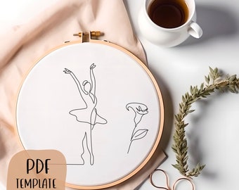 Ballett Hand Embroidery Vorlage - PDF Vorlage - DIY Hoop Art - Stickmuster - Line Art Abstract