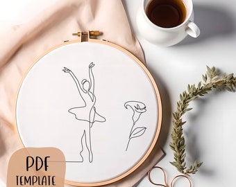 Ballet Hand Embroidery Template - PDF Template - DIY Hoop Art - Embroidery Pattern - Line Art Abstract