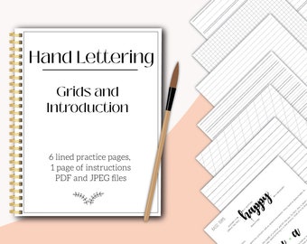 Lined hand lettering worksheets pdf and jpeg printable and digital modern calligraphy instructions practice procreate ipad pro