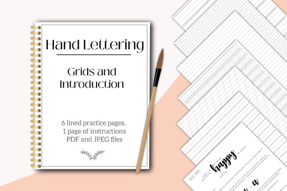 Lined Hand Lettering Worksheets Pdf and Jpeg Printable and | Etsy