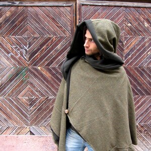 Elven Woodland Spirit Woolen Cloak, Medieval Fantasy Unisex Reversible Cape... Custom Made For You