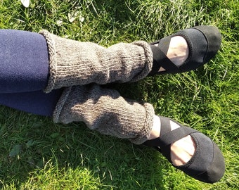 Leg Warmers, pure wool knitted, GRAY