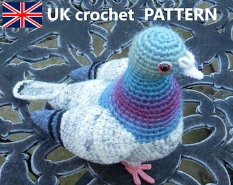 Pigeon Crochet PATTERN-Written in English UK Crochet Terms. Intermediate Standard.