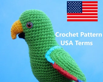 Eclectus Papegaai - Haakpatroon - Amerikaanse termen in het Engels. Origineel ontwerp.