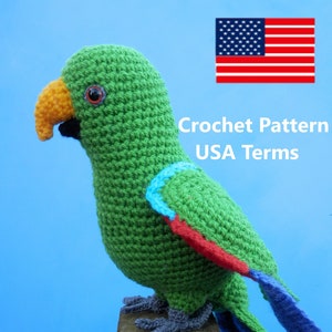 Eclectus Parrot-Crochet PATTERN-USA Terms in English Language. Original Design