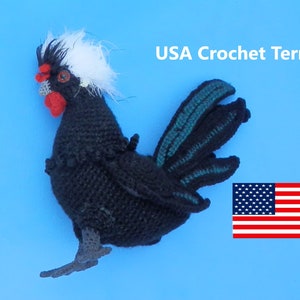 Polish Rooster Crochet DIGITAL PATTERN in USA terms, English language.