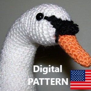 Swan Amigurumi Crochet PATTERN in USA terms English Language