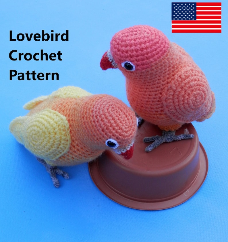 Lovebird Häkelanleitung-Digitaler Download in englischer Sprache