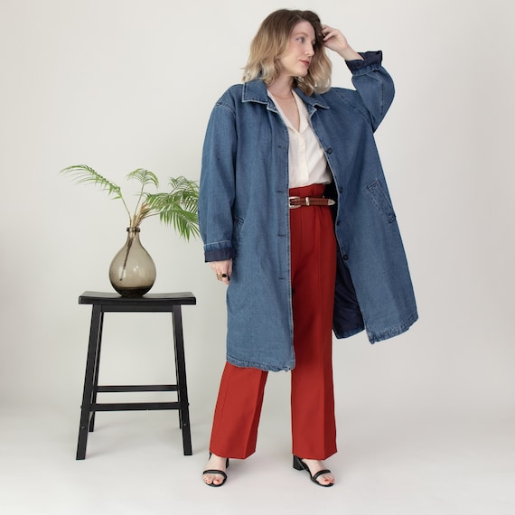Vintage denim longline duster chore coat jacket