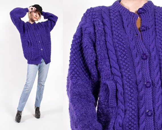 Vintage 80s purple chunky puff balloon sleeve fish