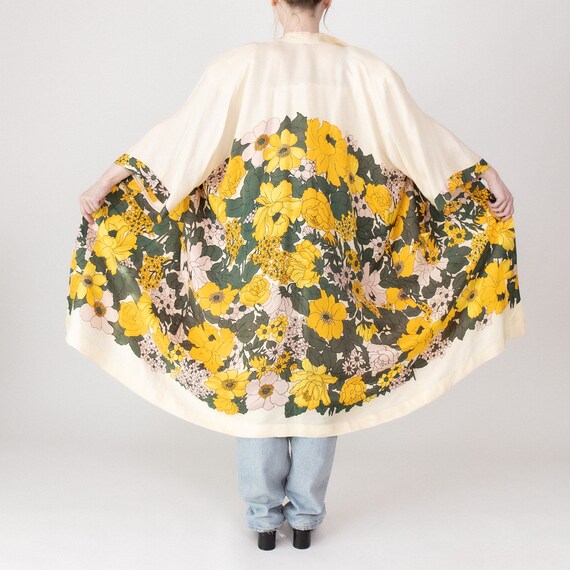 Vintage 70s floral longline duster kimono jacket