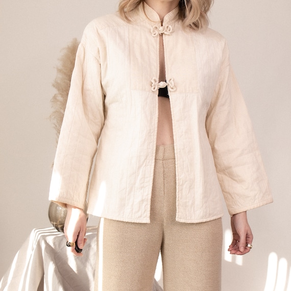 Vintage 80s cream white quilted jacket
