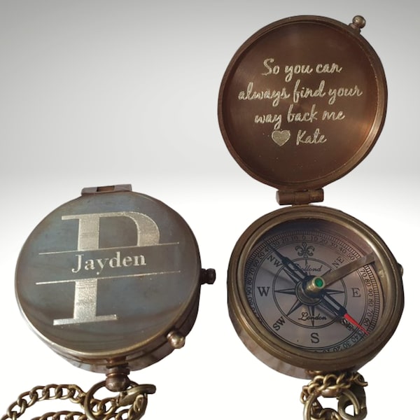 Gift for Men, Engraved Working Compass, Anniversary Gift for Him, Personalized Compass Gift for Husband, Fathers Day Gift, Custom Compass
