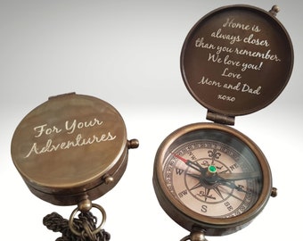 Engraved Compass, Personalized Gifts for Men, Custom Handwriting Engraving, Anniversary Gift for Him
