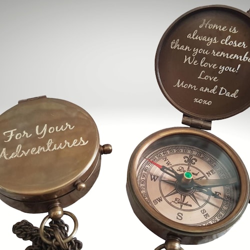 Personalized Engraved Working Compass With Custom Handwriting Etsy