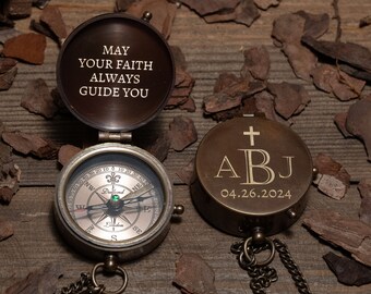 Personalized Baptism Compass Gift for Boys, Custom Compass Gift for First Communion, Engraved Confirmation Compass