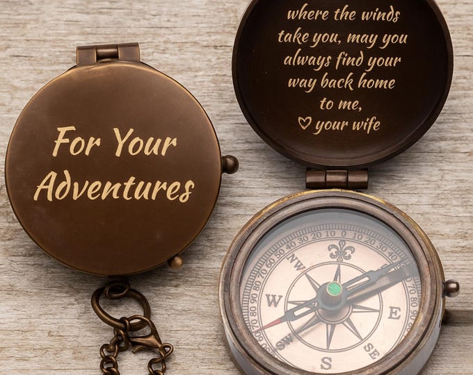 Boussole Antique Gravée « To My Son » – En Laiton, Avec étui Cuir – Cadeau Symbolique Pour Fils, Diplôme, Anniversaire