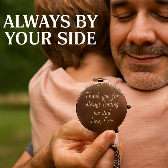 Engraved Brass Compass: Personalized Vintage Gift, Working Pocket Compass