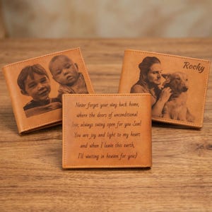 Personalisierte Leder Geldbörse – Foto Geldbörse Graviert – Geschenke für Freund