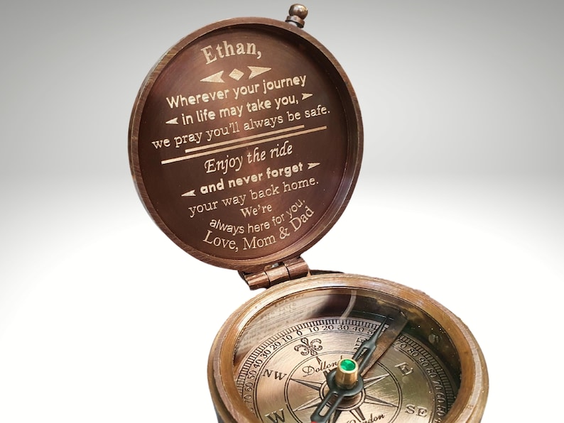 engraved compass gift for son