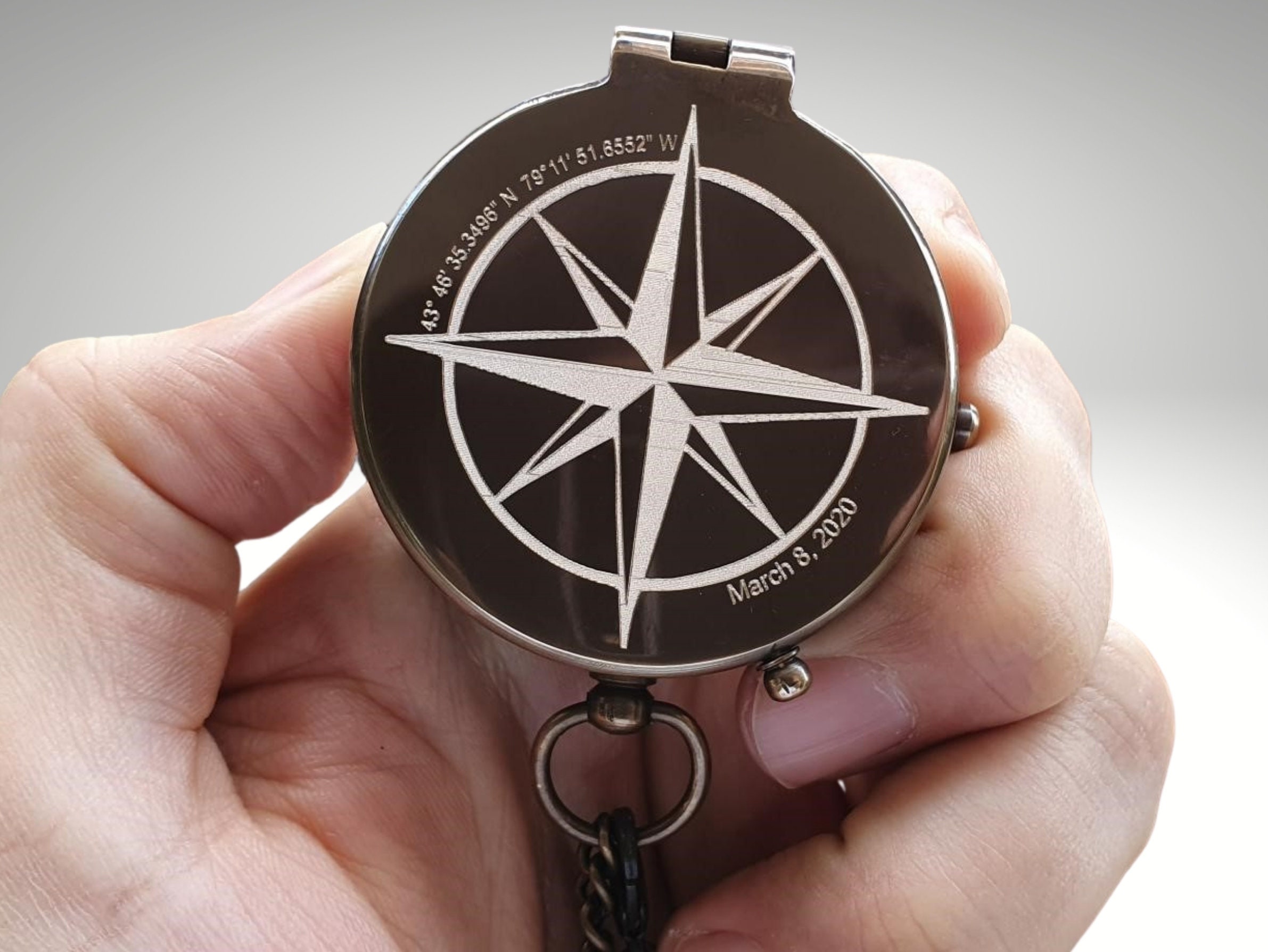 Engraved Compass Mountain Landscape Engraved Compass Custom Etsy