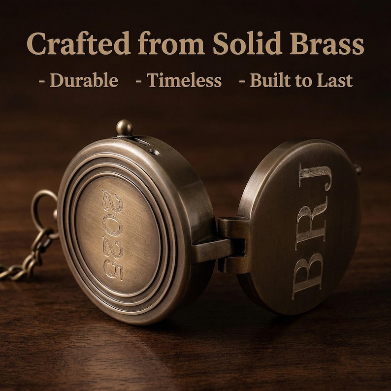 brass compass with engraving custom gift for him anniversary keepsake