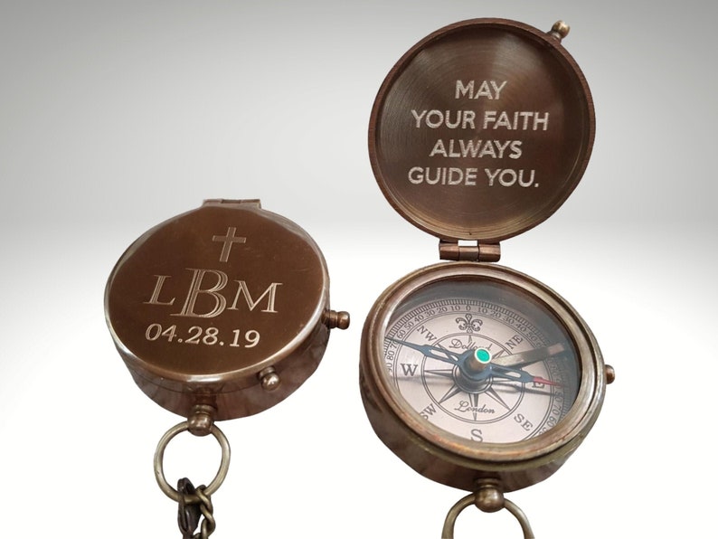 Engraved Compass Gift for Baptism, Confirmation, Christening, First Communion 