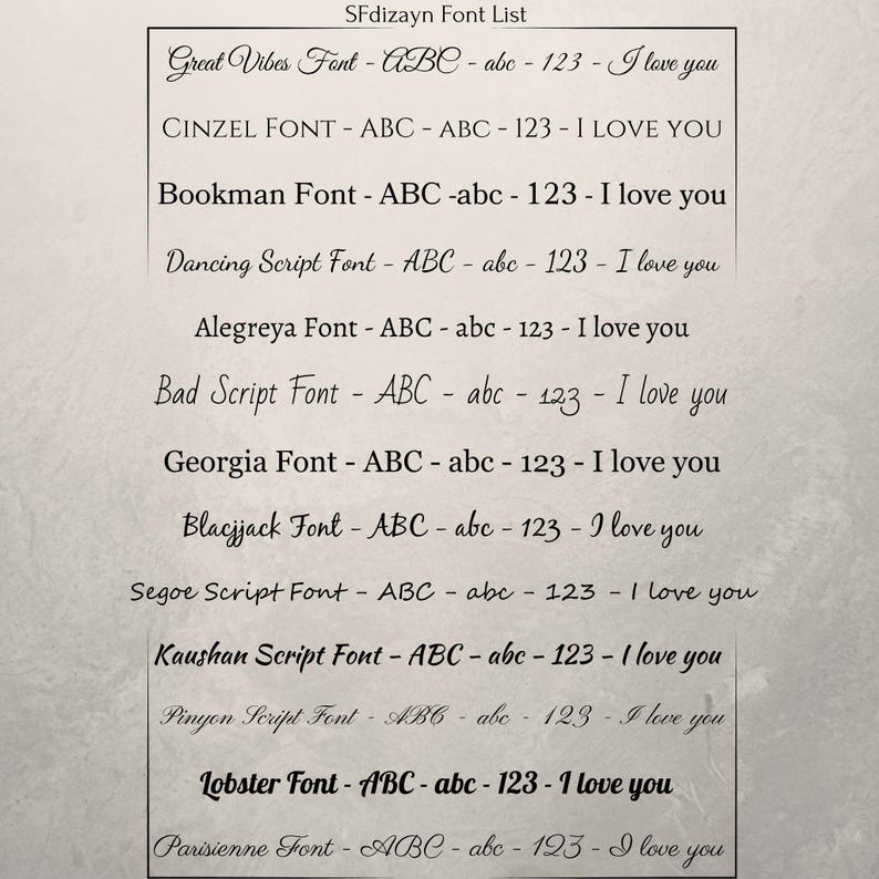 SFdizayn font list