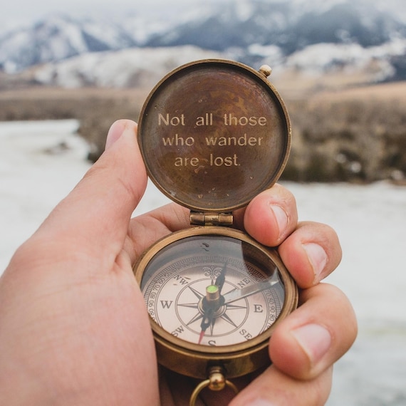 Custom Engraved Working Compass for Men – Personalized Antique