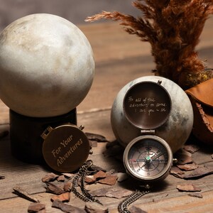 custom engraved working handmade brass compass gift for men