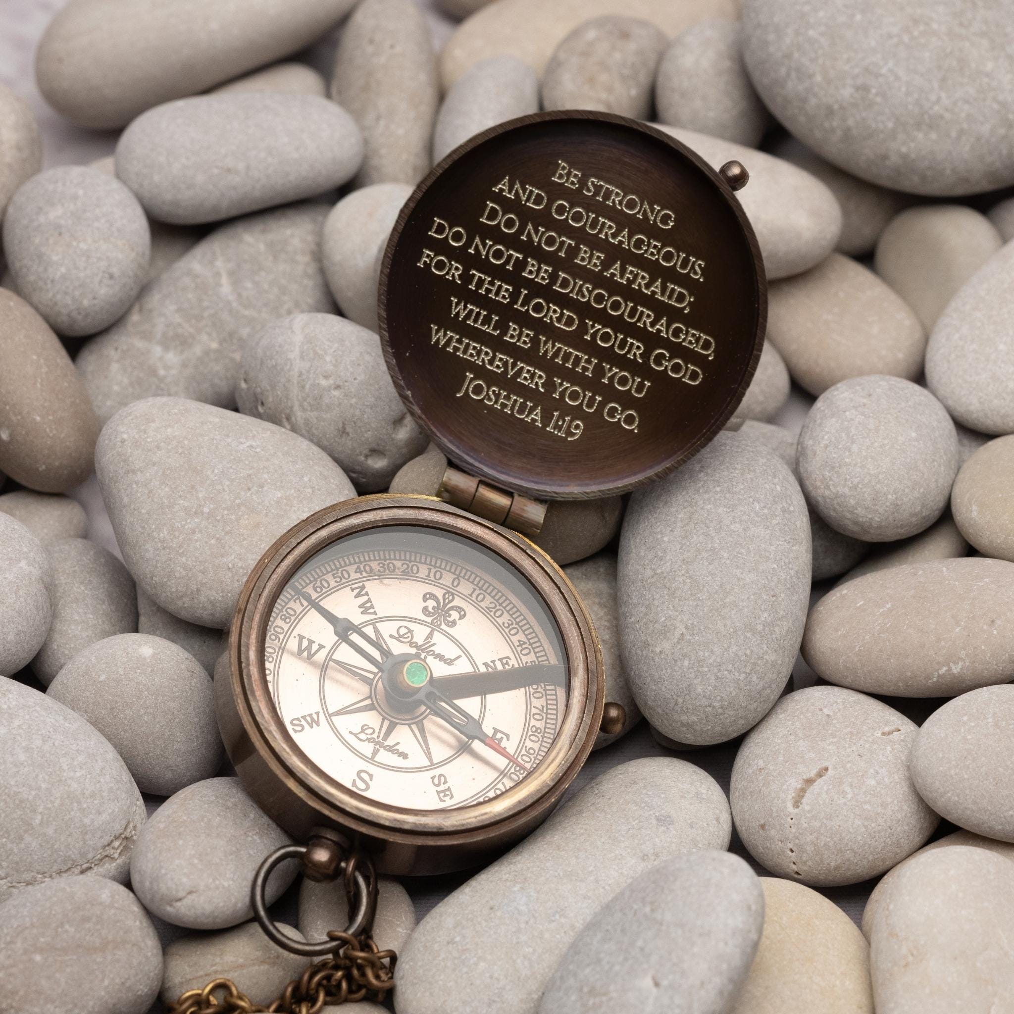 Personalized Brass Compass For Boys – Custom Baptism, First Communion & Christening Gift With Engraving For Teenagers